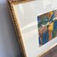 Huile sur papier, cadre bois, vitre