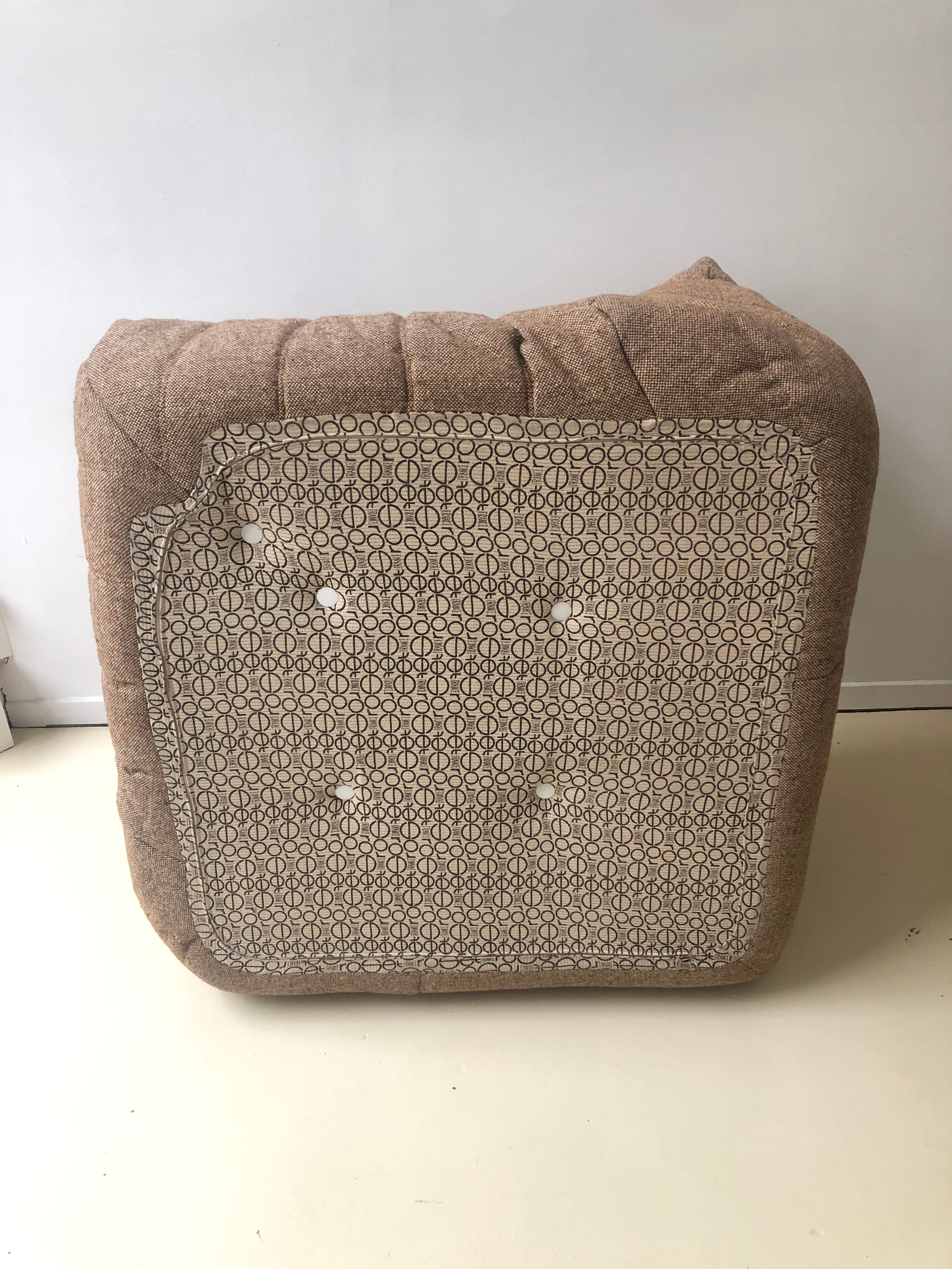 Set Togo sofa 3 places and angle in beige wool edition Ligne Roset of the 80s