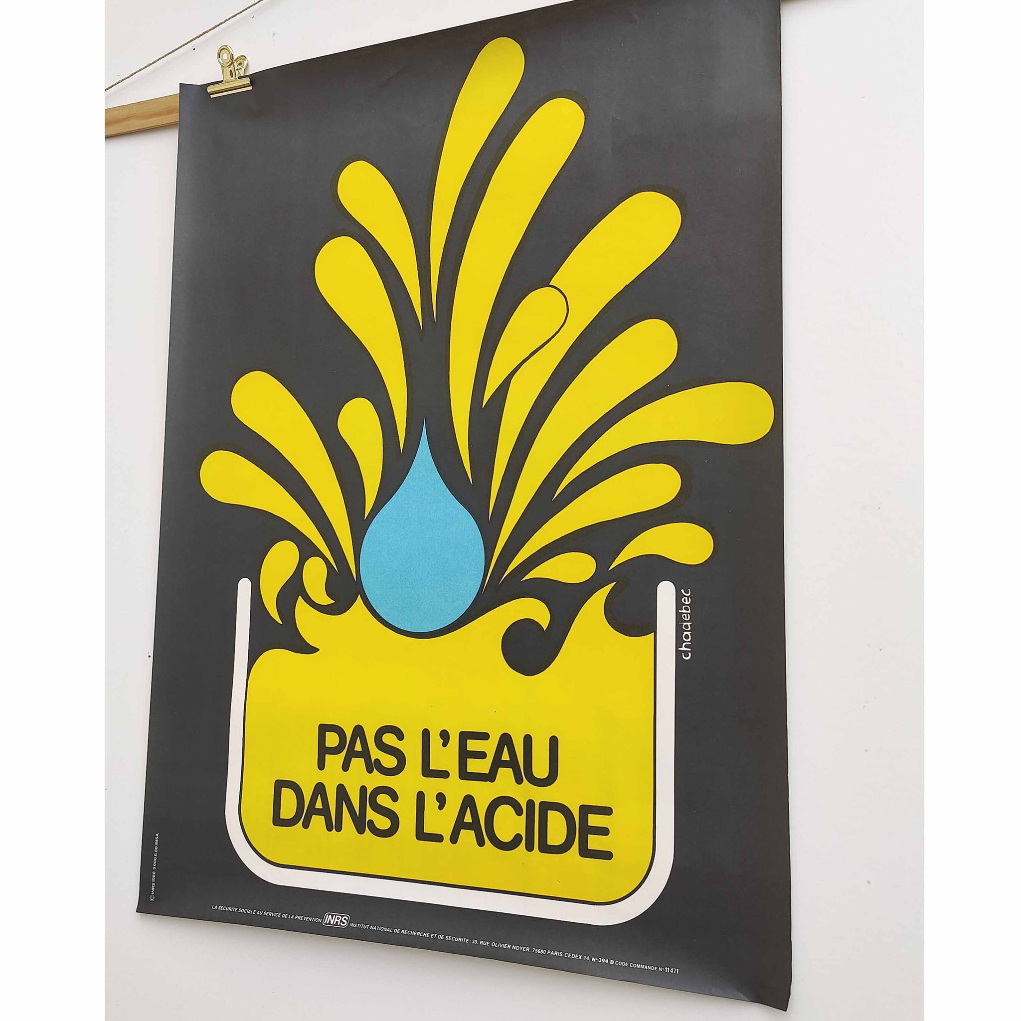 Affiche vintage 1980 INRS Dessin Chadebec