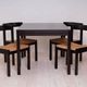 Vintage dining set, 4 chairs, extendable dining table, rope seating, 1970s