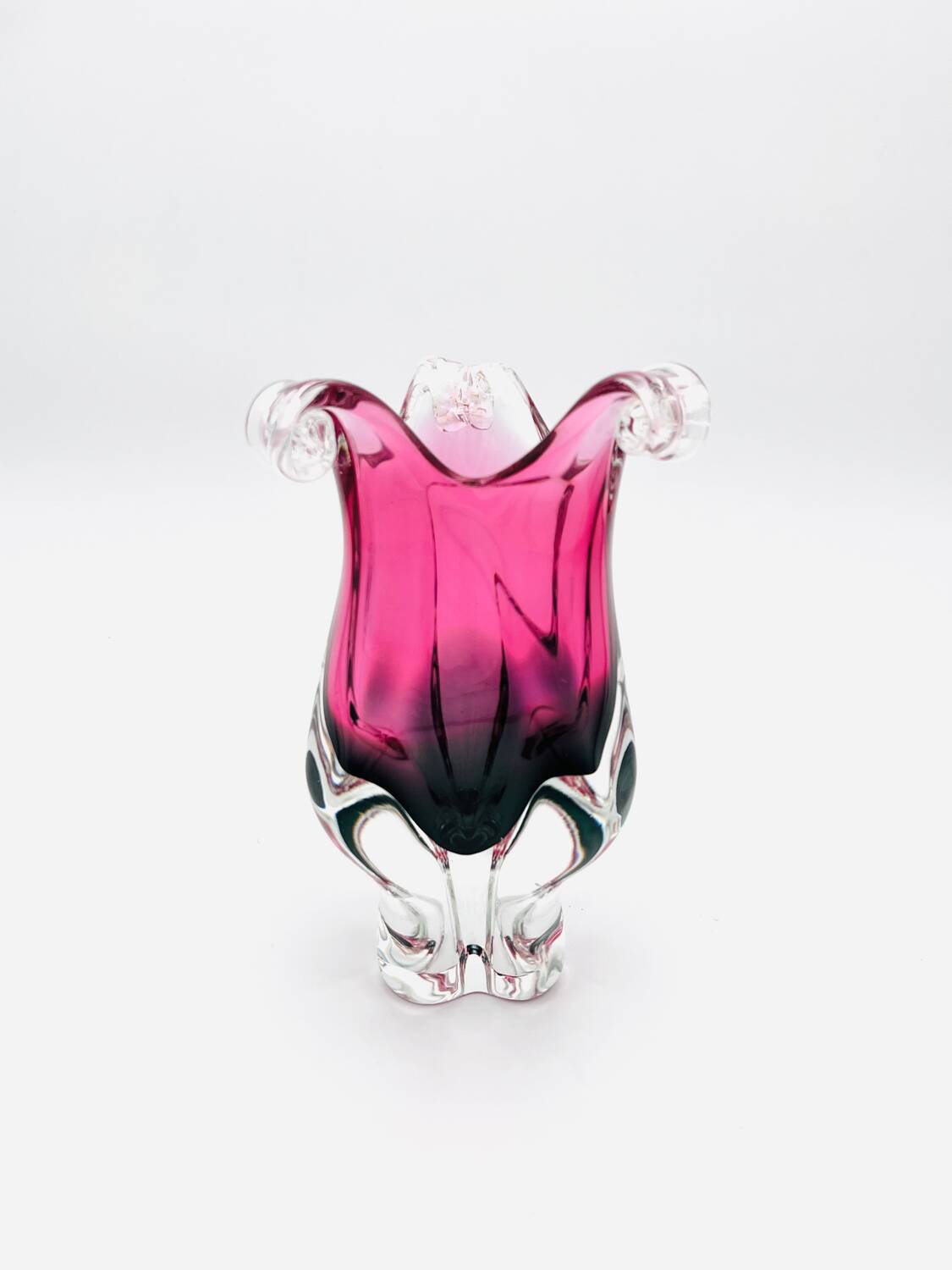 Vase - Sommerso - Josef Hospodka - Fuchsia & Prussian Blue Smoke, 1960s