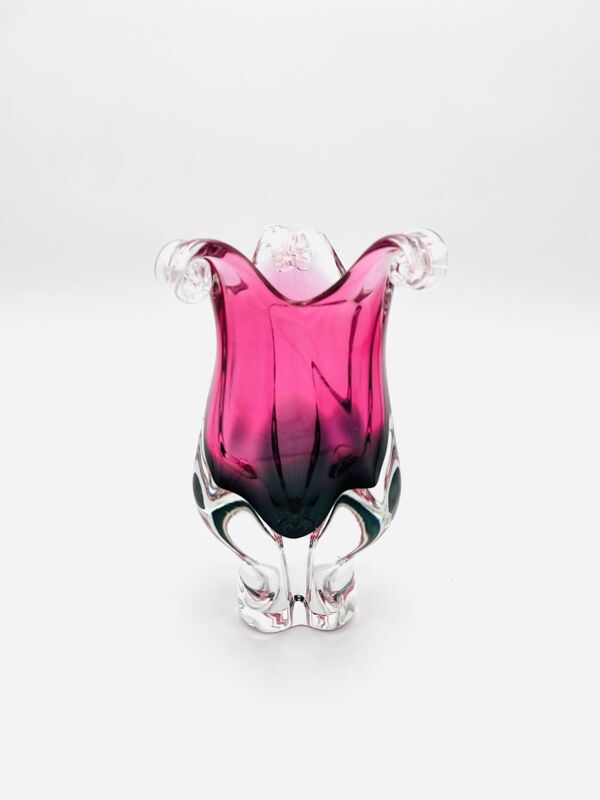 Vase - Sommerso -  Josef Hospodka - Fuchsia & Bleu de Prusse Fumé, années 60