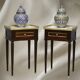Pair of Louis XVI Style Nightstands with White Carrara Marble