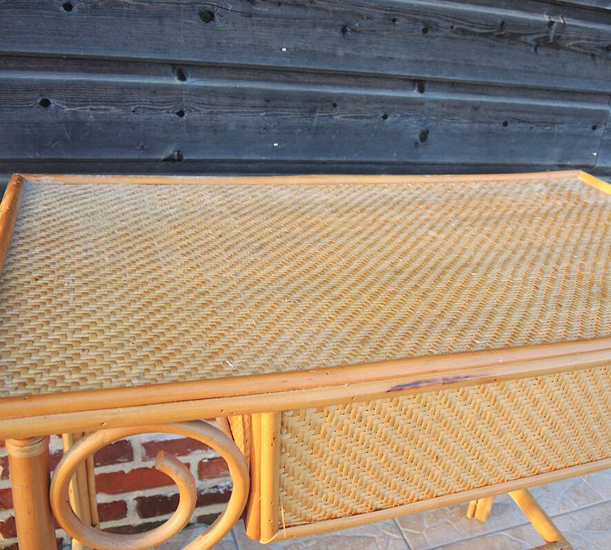 Old bamboo and wicker desk / dressing table
