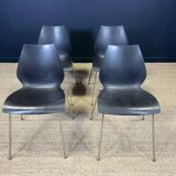 Set of 4 black Maui chairs by Magistretti for Kartell 2000s Italy