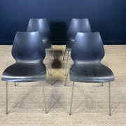 Set of 4 black Maui chairs by Magistretti for Kartell 2000s Italy