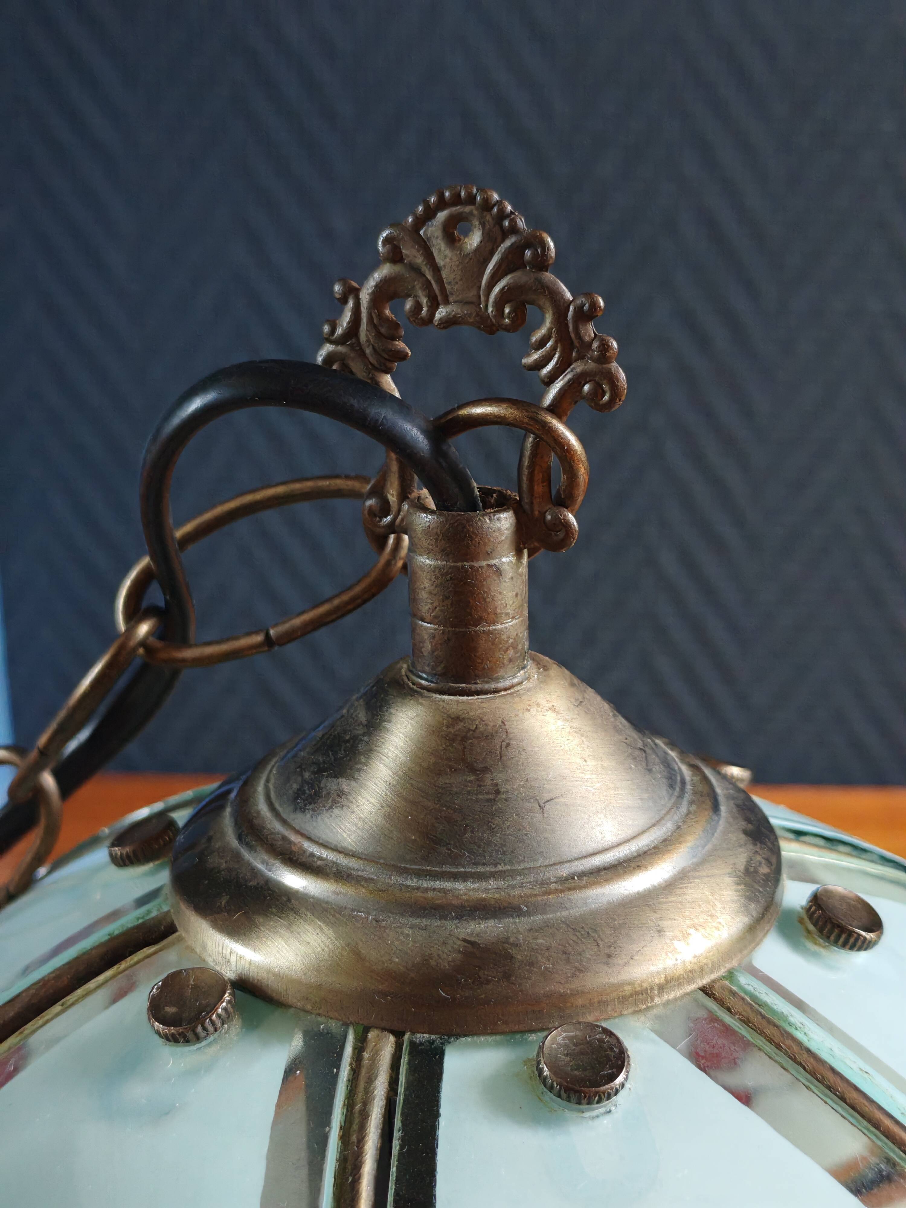 Vintage Tiffany Style Art Deco Pendant Chandelier