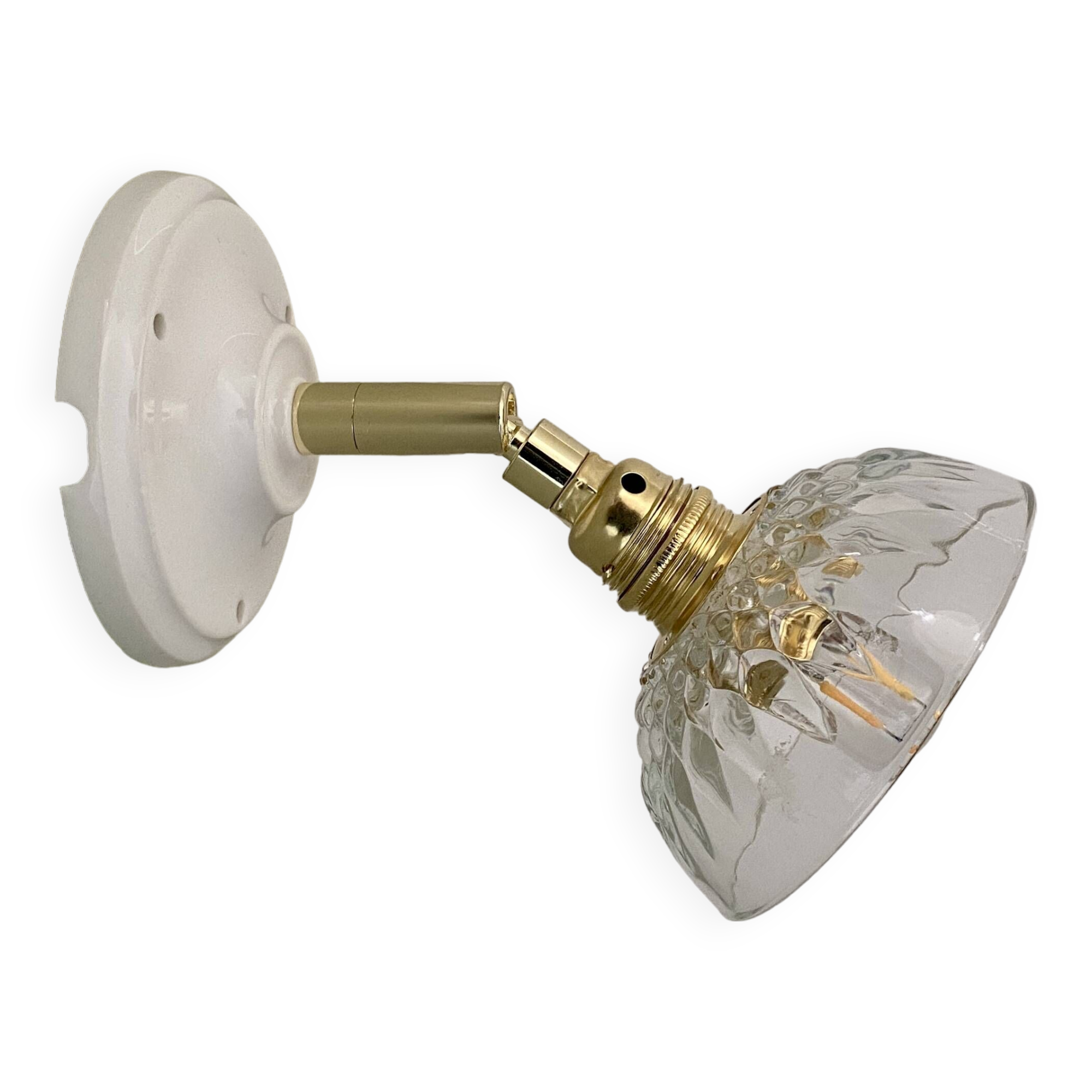 Vintage chiseled glass lampshade wall light - tableware collection -