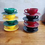 Set of 8 Longchamp multi-colored coffee cups