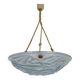 Old degue chandelier, 1-burner art deco washbasin pendant light, in blue glass paste. signed degué