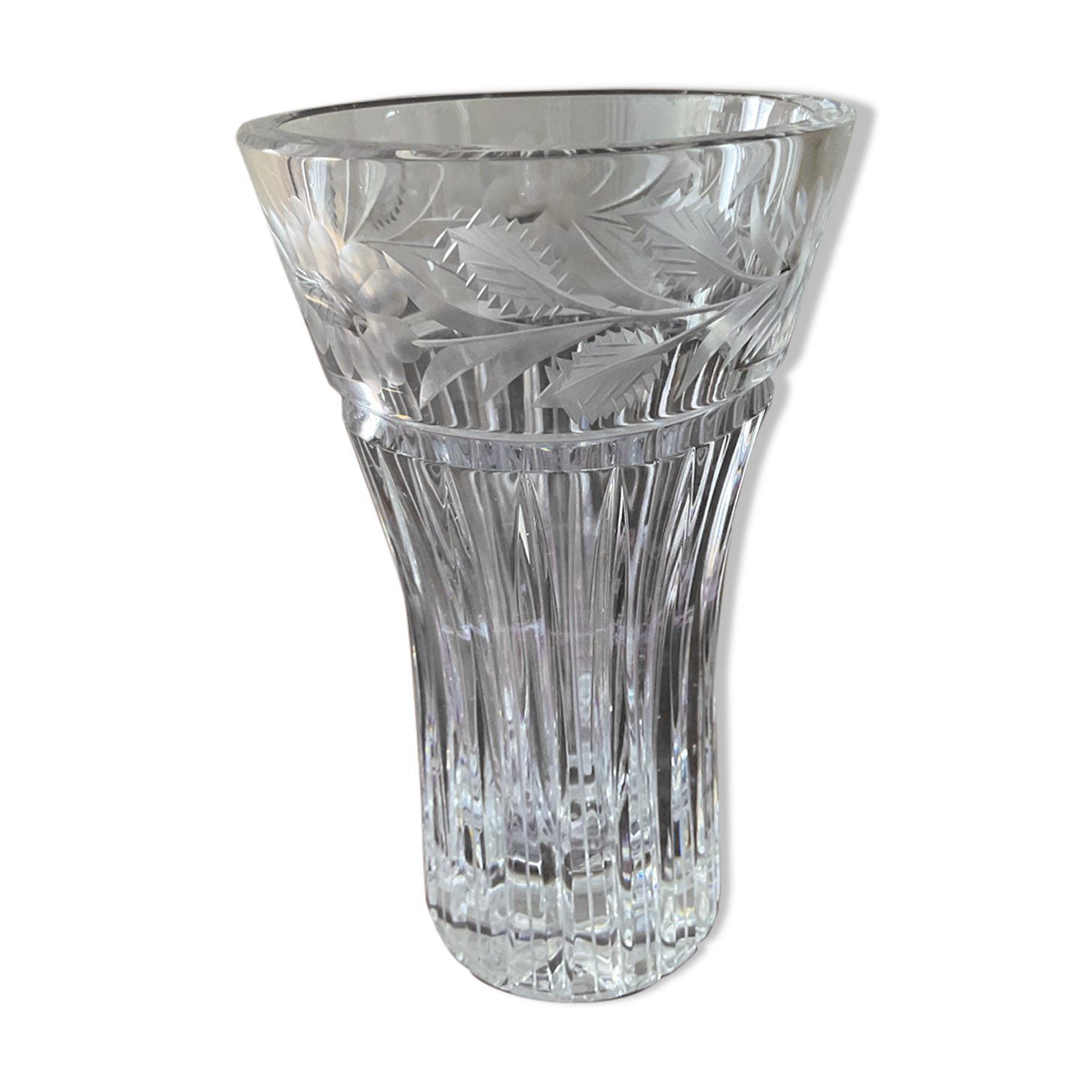 Vintage chiseled crystal vase