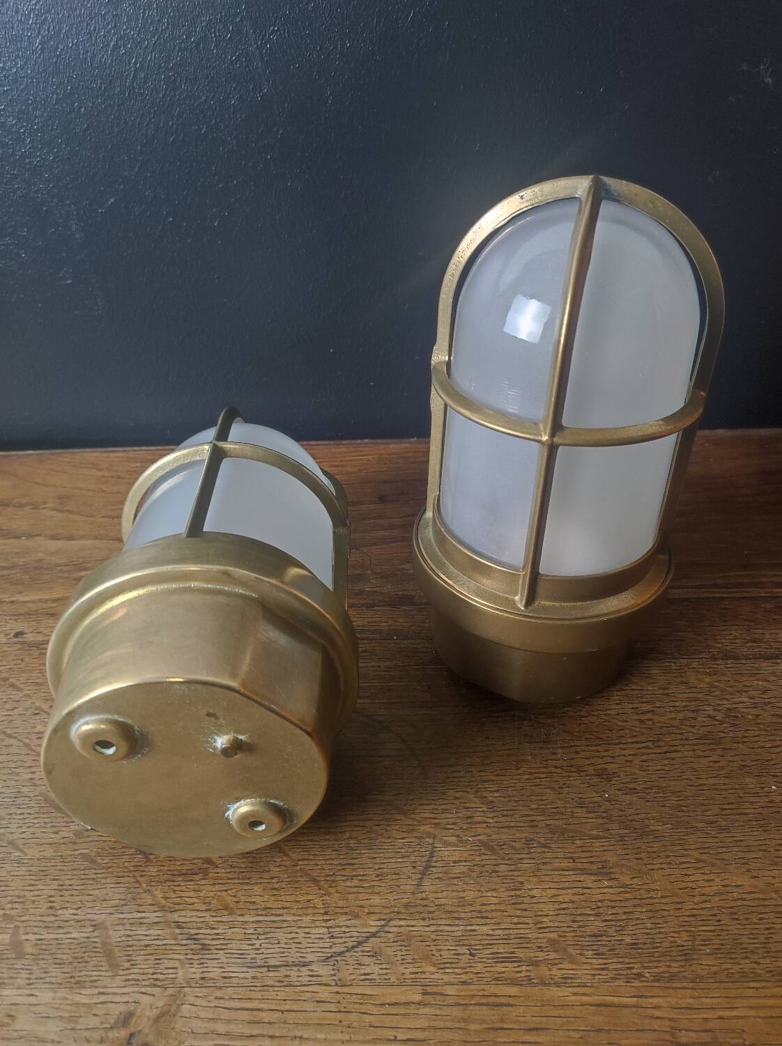 Pair of antique boat wall lights