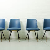 Ensemble de 4 chaises de salle à manger italiennes avec pieds en laiton, années 1950