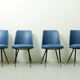 Set of 4 italian dining chairs with brass feet, 1950s