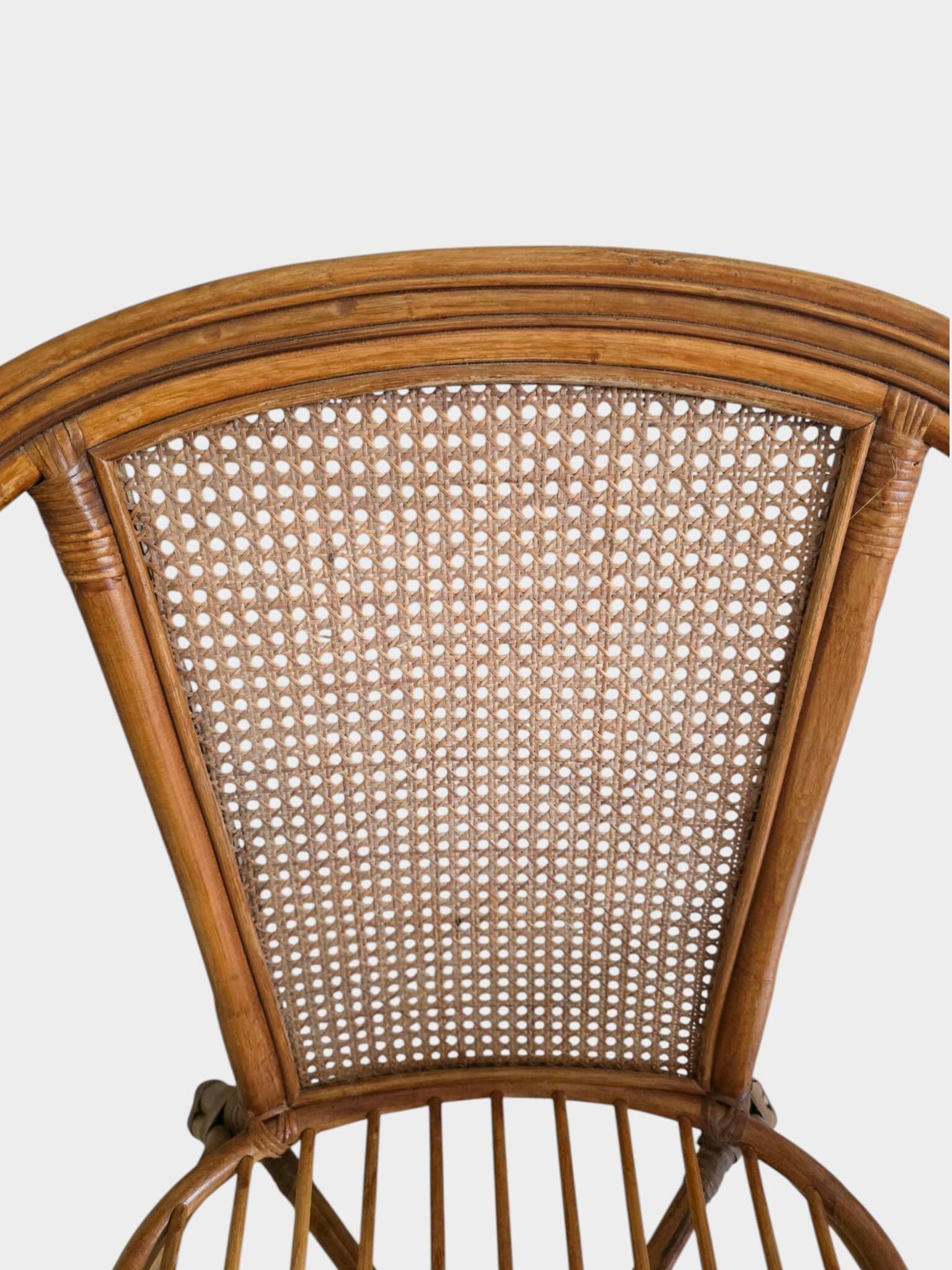 Pair of vintage rattan and cane armchairs – 1960s/70s Pair of f