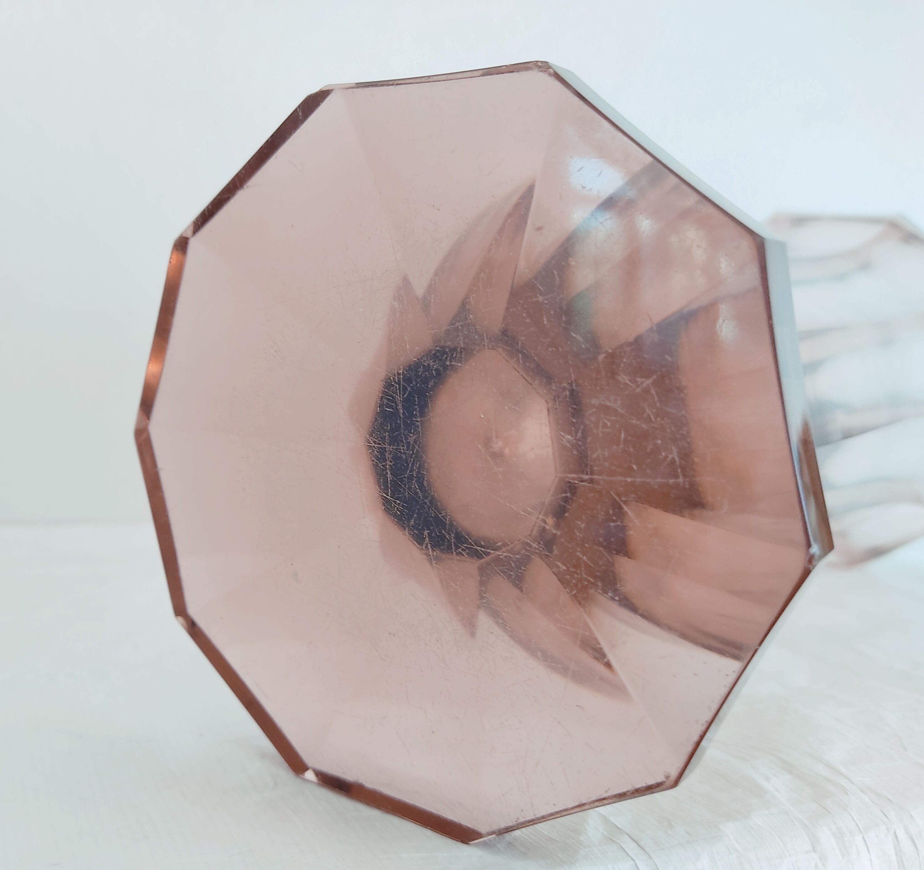 Pair of dark pink crystal vase art deco