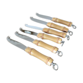 Set de 6 couteaux fromage, manche bambou années 60