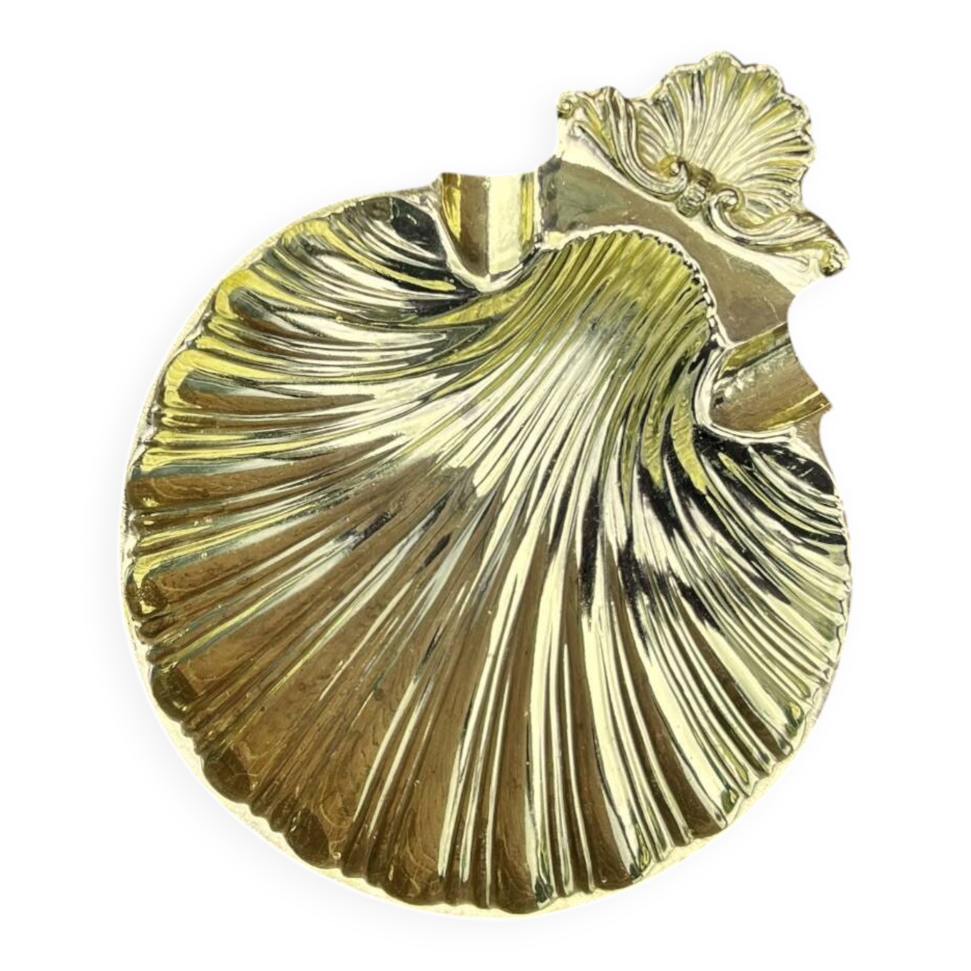 Ashtray or shell-shaped trinket tray in gilded zamak – EP Zinc, Italy, 1960s