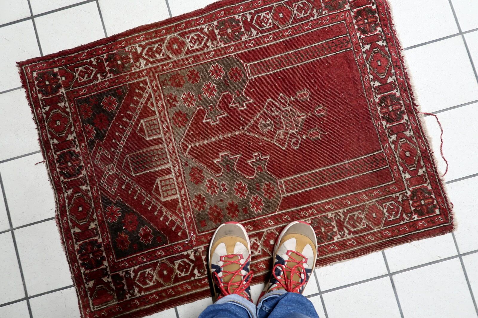 Antique Turkish Konya handmade prayer rug 2.7' x 3.6' 1920s - 1C1220