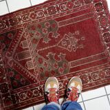 Antique Turkish Konya handmade prayer rug 2.7' x 3.6' 1920s - 1C1220