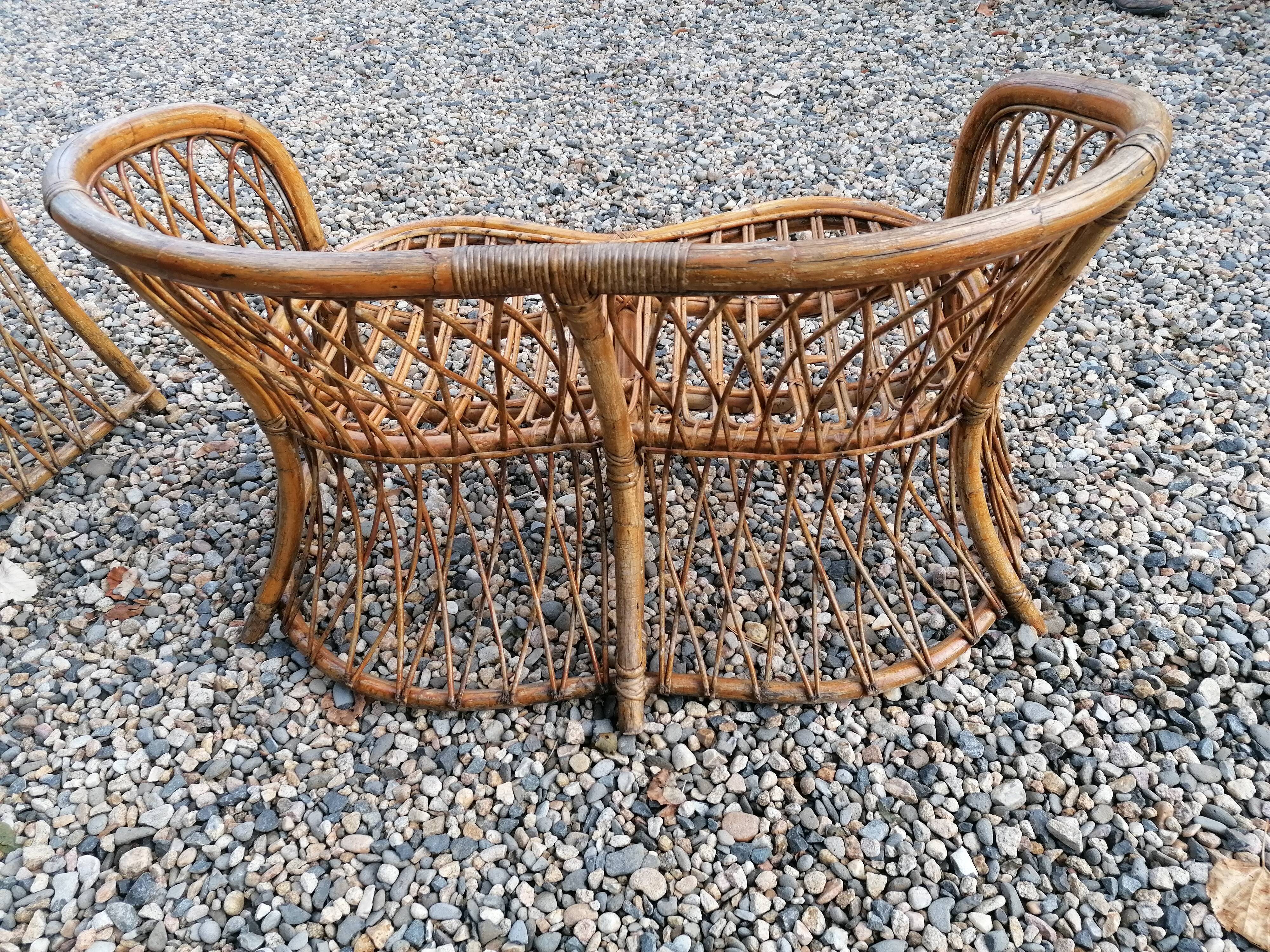 Pair of bamboo sofas