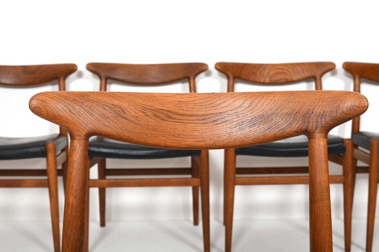 Lot de 6 chaises Hans J. Wegner W2 C.M.Madsen années 1950