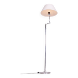 Czech Bauhaus Floor Lamp, Textile Lamp Shade, Chrom-Plated Steel, 1920s