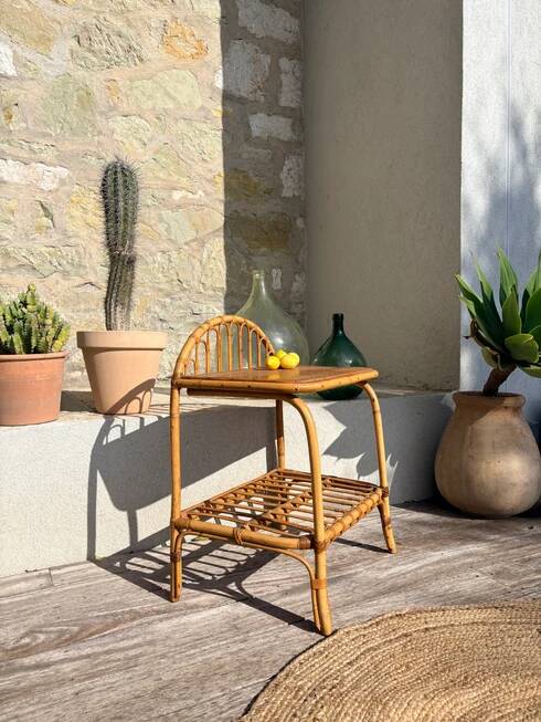 Rattan bedside table "Fidèle"