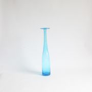 Vintage handblown blue bubble glass bottle vase