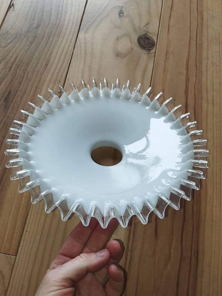 Vintage opaline lampshade (flat scalloped shape)