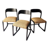 Lot de 3 chaises bémol dites "traineau"  Baumann