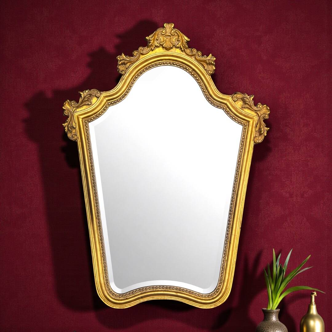 Large antique wall mirror in carved gilded wood – height: 85 cm