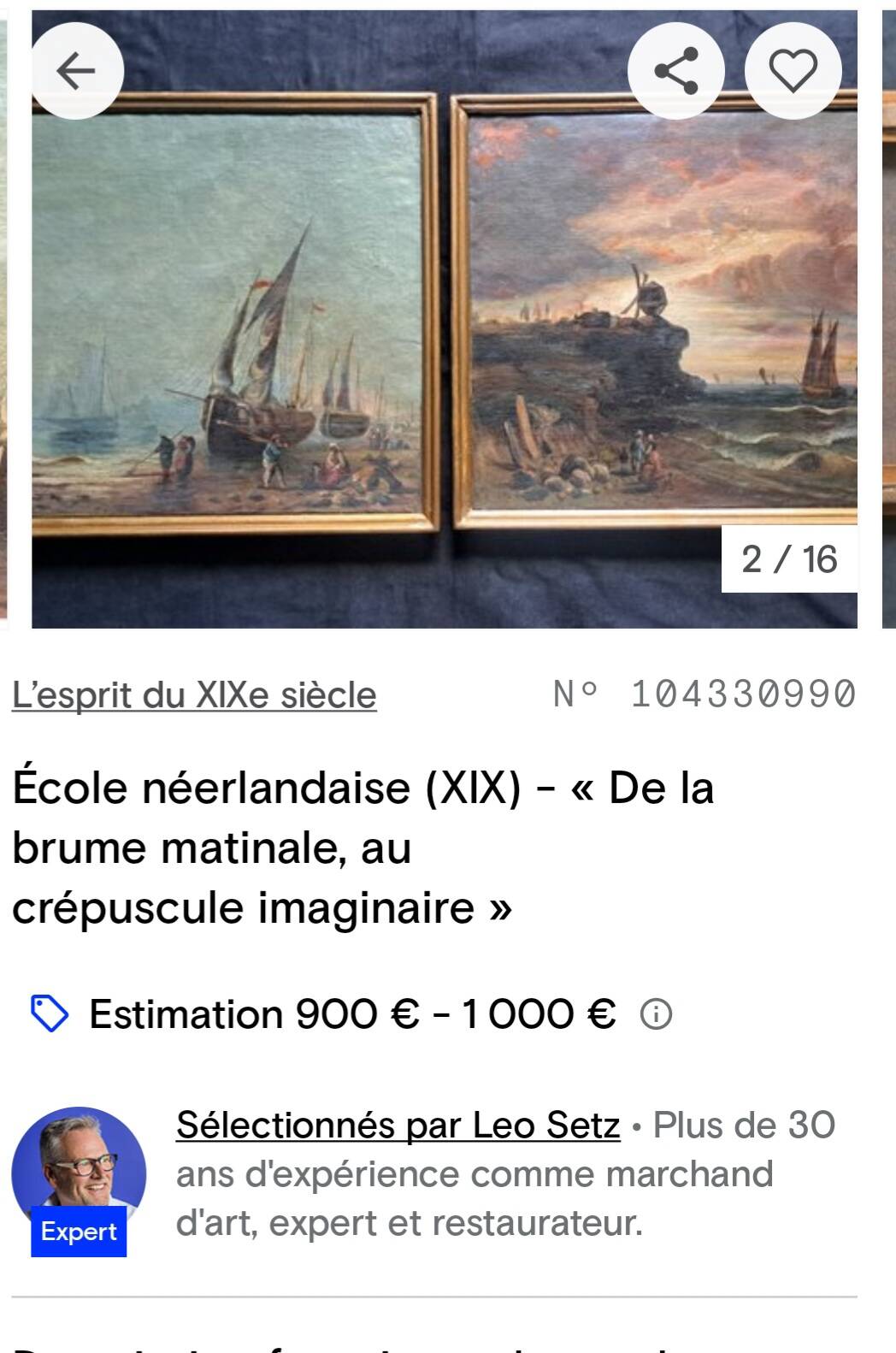 Pair of Impressionist paintings Oil on canvas Dutch marine