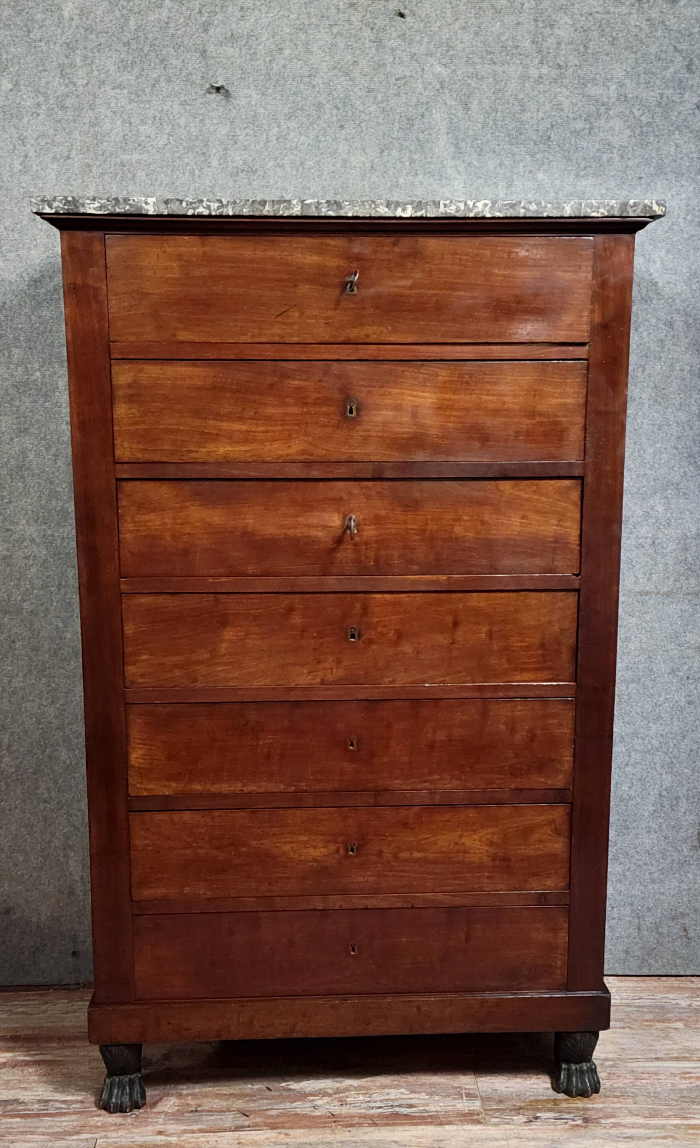 Six-drawer chest of drawers or chiffonnier, Empire / Restoration period