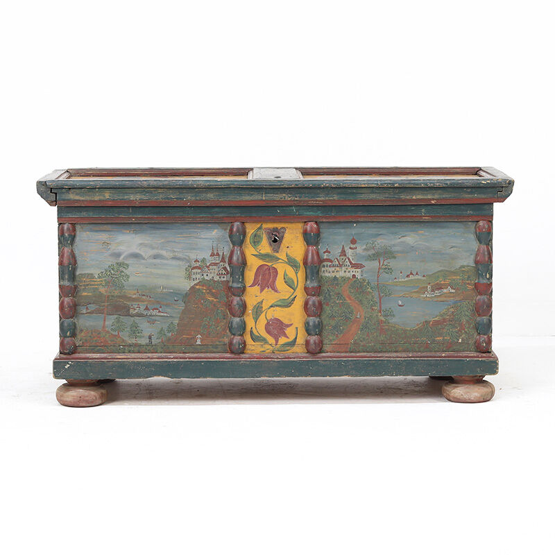 Large Rustic Farmhouse Romantic Folk Art Bridal Chest