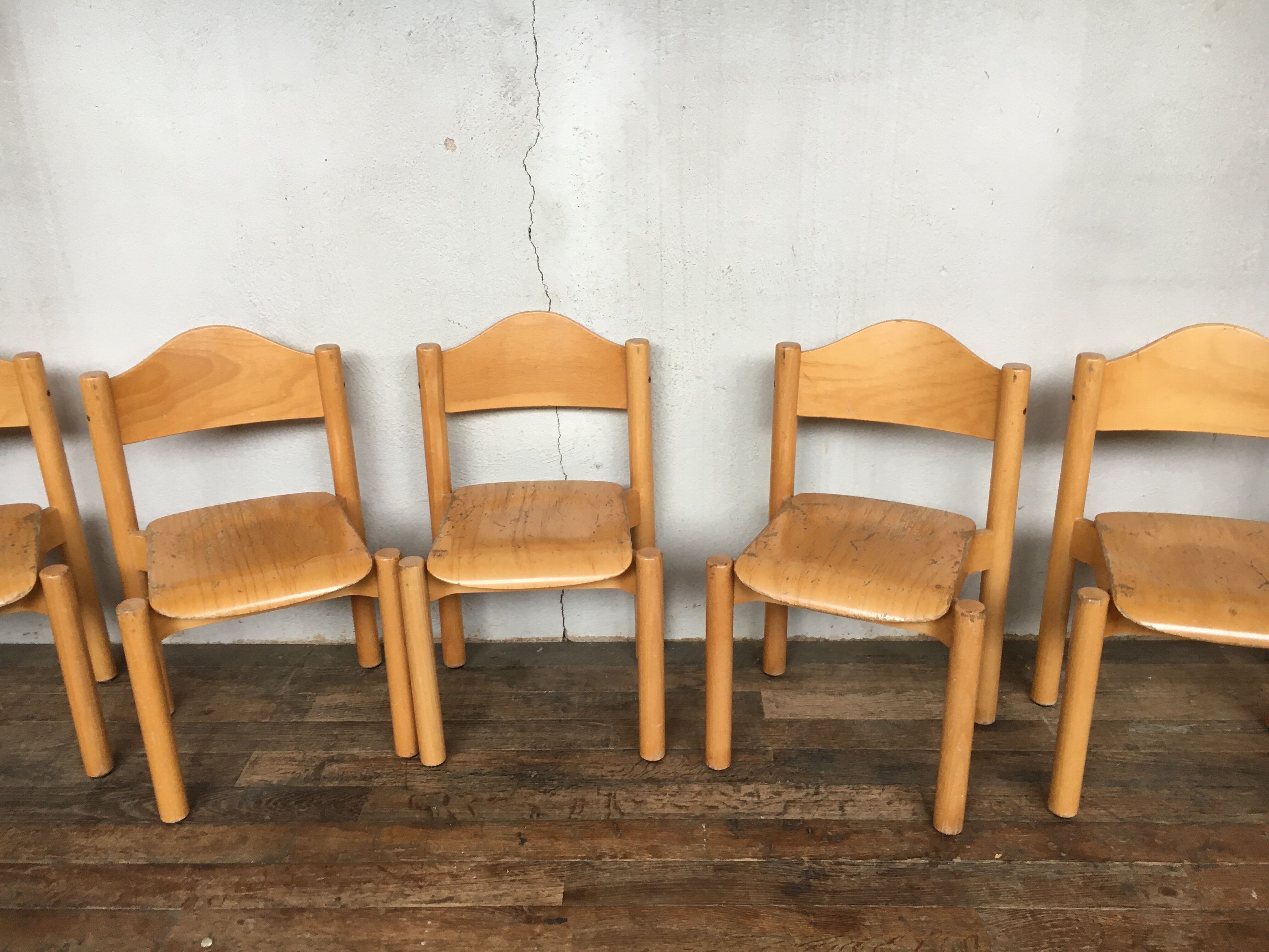 8 retro 60s vintage children's chairs wooden furniture
