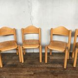 8 retro 60s vintage children's chairs wooden furniture
