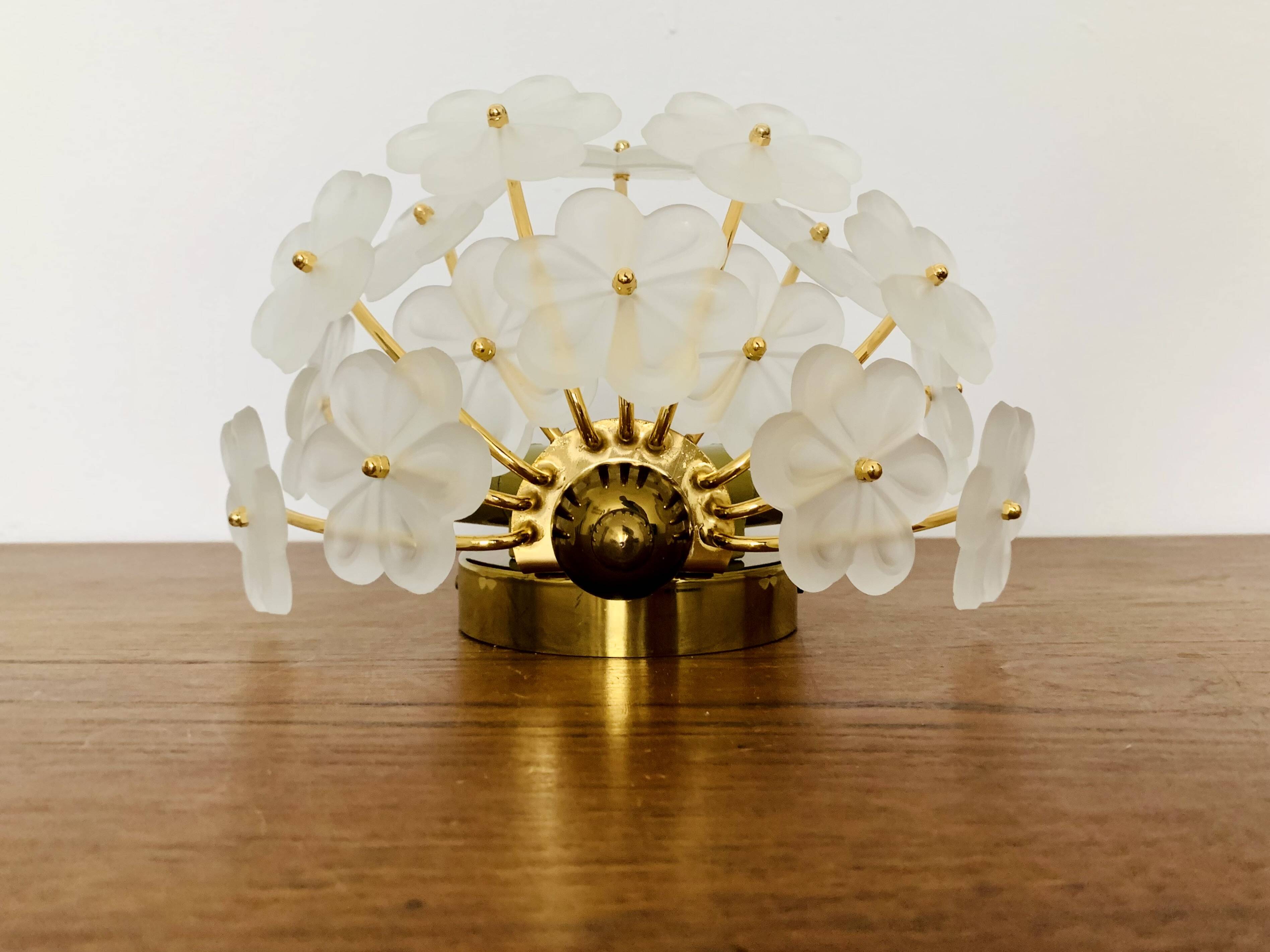 1 of 2 Floral Crystal Glass Wall Lamps by Ernst Palme
