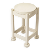 Funcionalist white painted wood stool, poland, 1950s