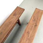 Pair of XL size benches in solid oak, 1950s.