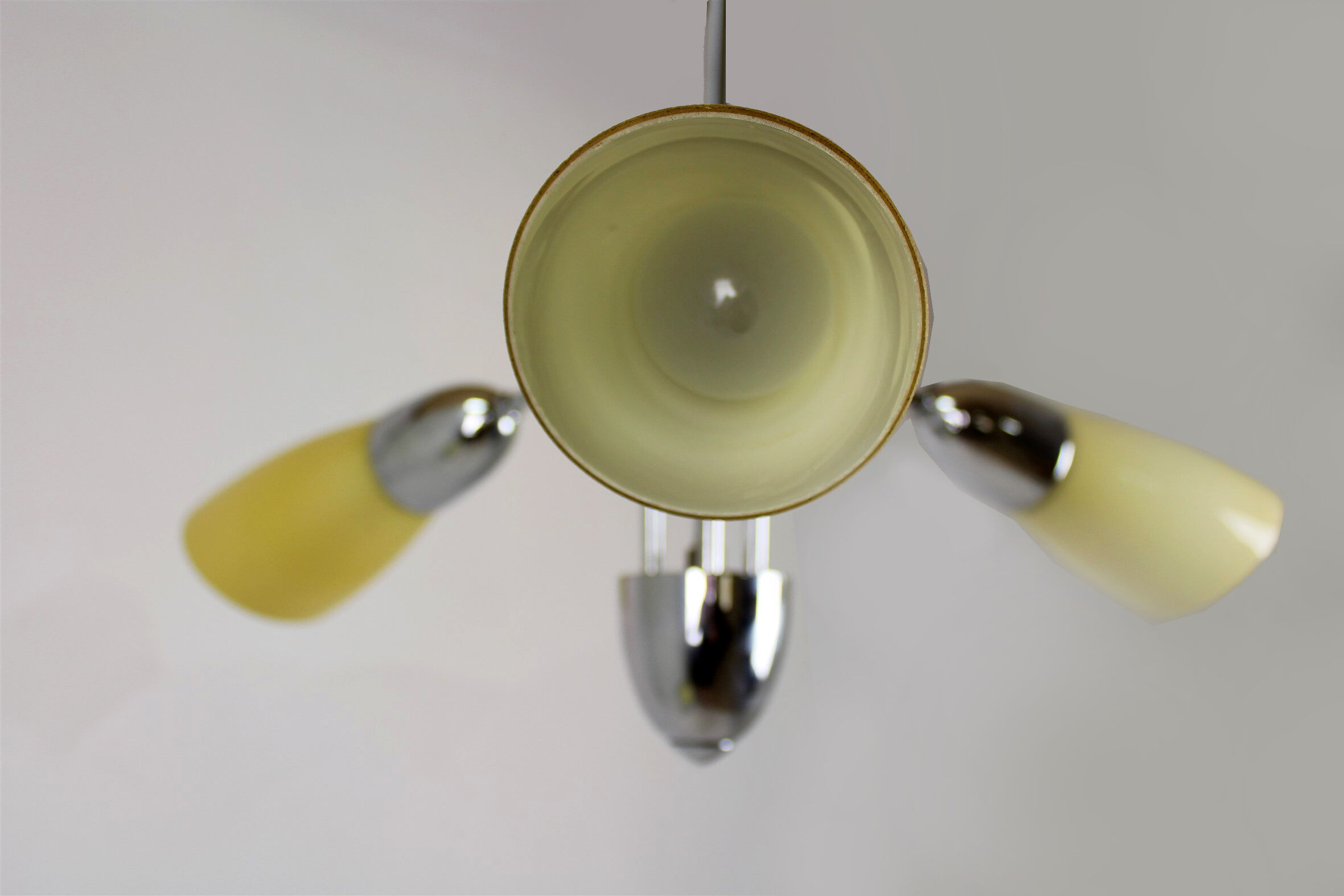 Vintage Chrome Three-Armed Ceiling Lamp from Instala Decin, 1950s