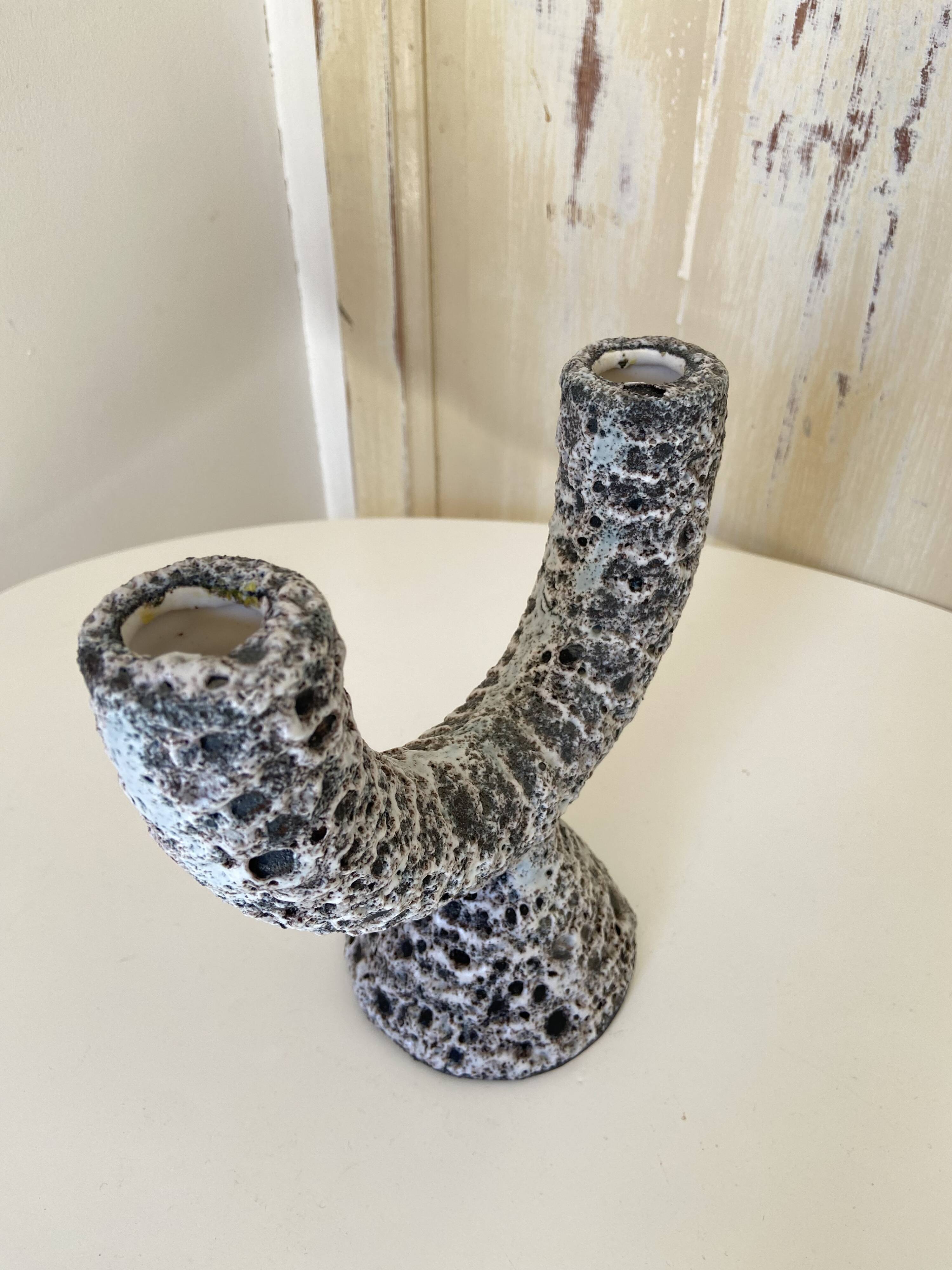 Candelabra candlestick candlestick 2 candles in fat lava style ceramic