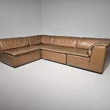 Modular "Jeep" sectional sofa in light brown leather by Anita Schmidt for Durlet, 1970.