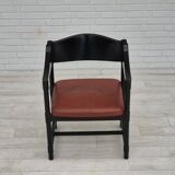 1970s, set of 4 Finnish armchairs by Lepokalusto, original condition, birch wood, leather.