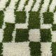Handmade pure wool rug, green and white, size 140 x 260 cm