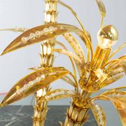 Exquisite Italian Golden Palm Tree Floor Lamp with 3 Sparkling Branches 70s