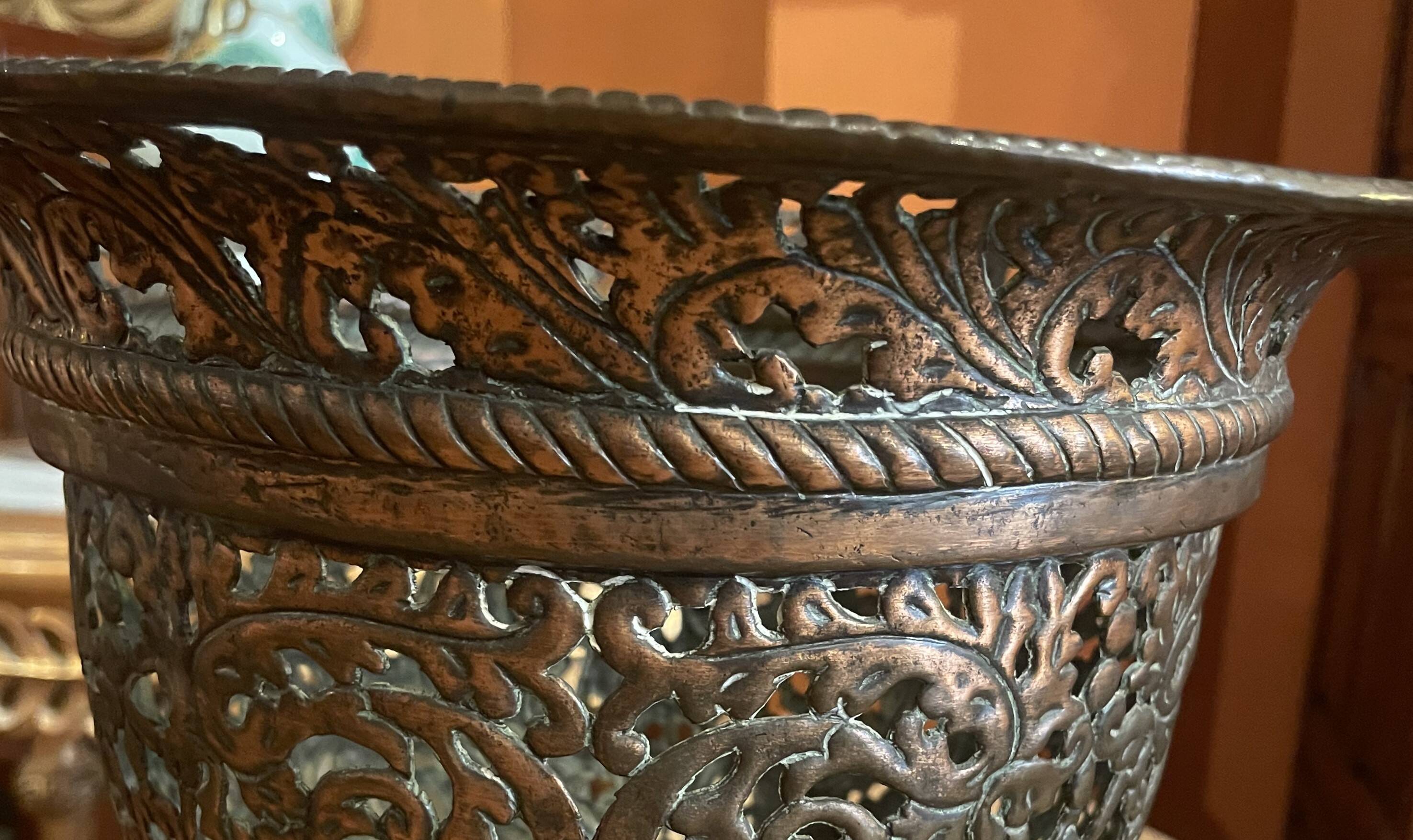 17th century Italian chased bronze cup or urn