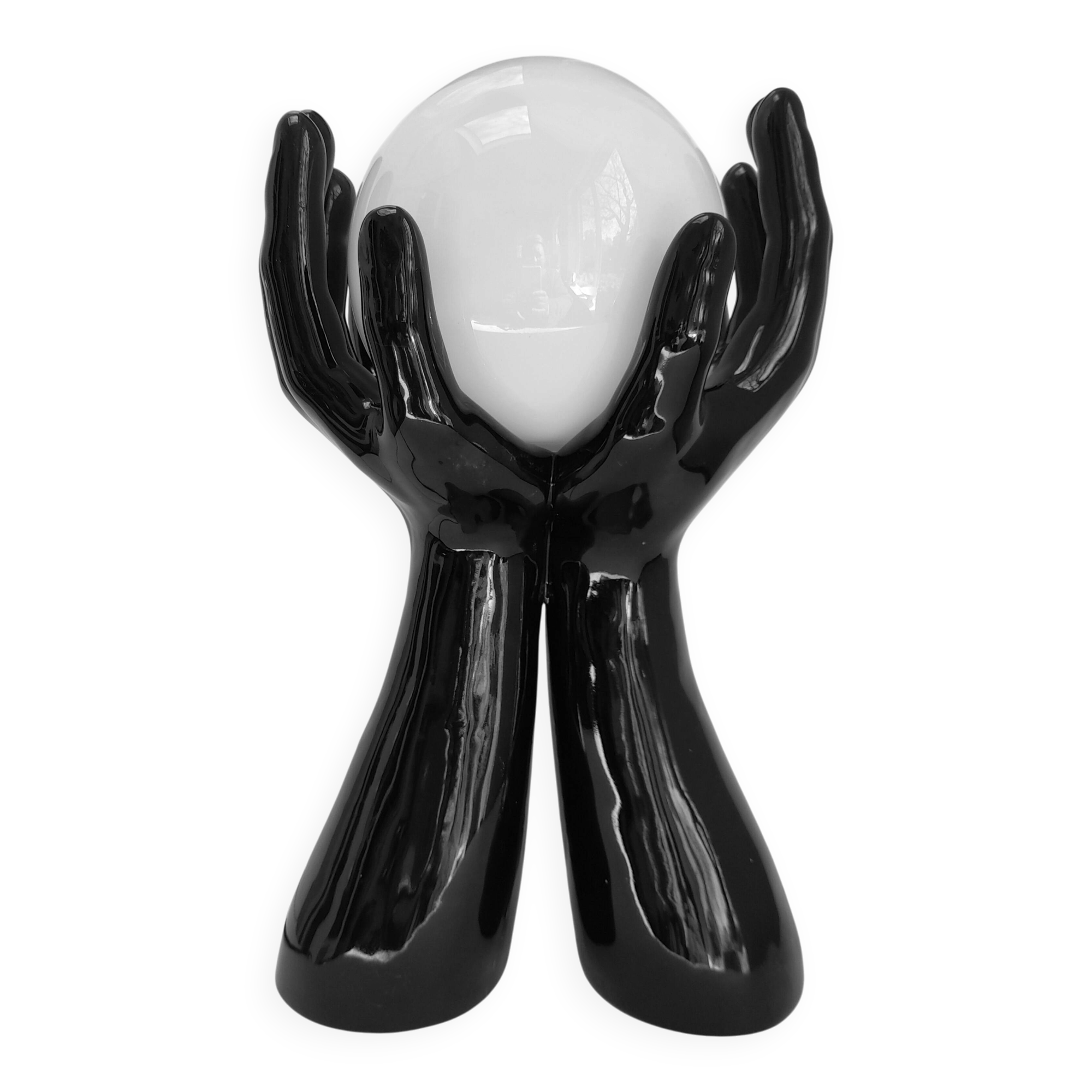 Lampe de table paire de mains noires 80s