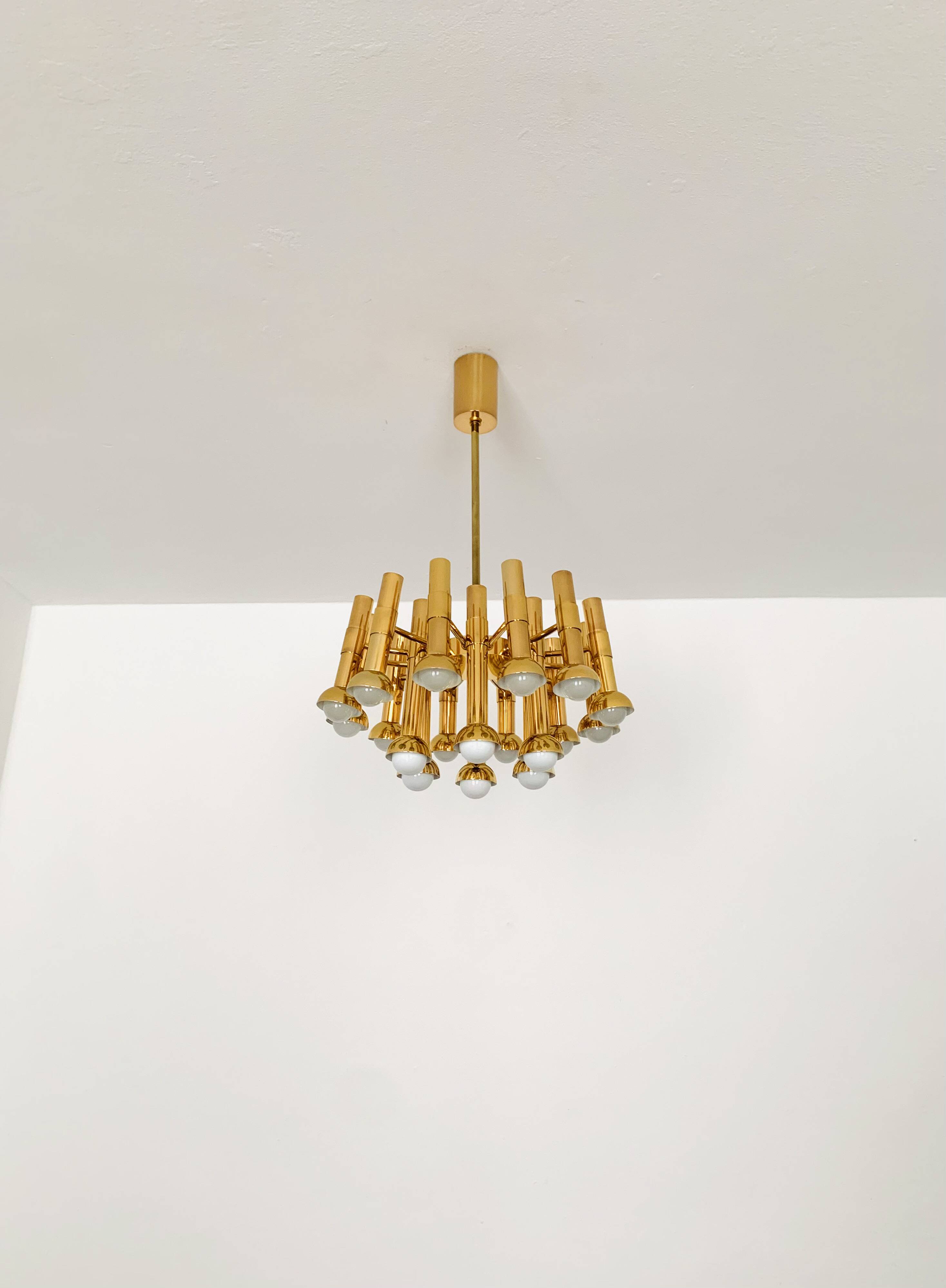 Brass Chandelier by Gaetano Sciolari
