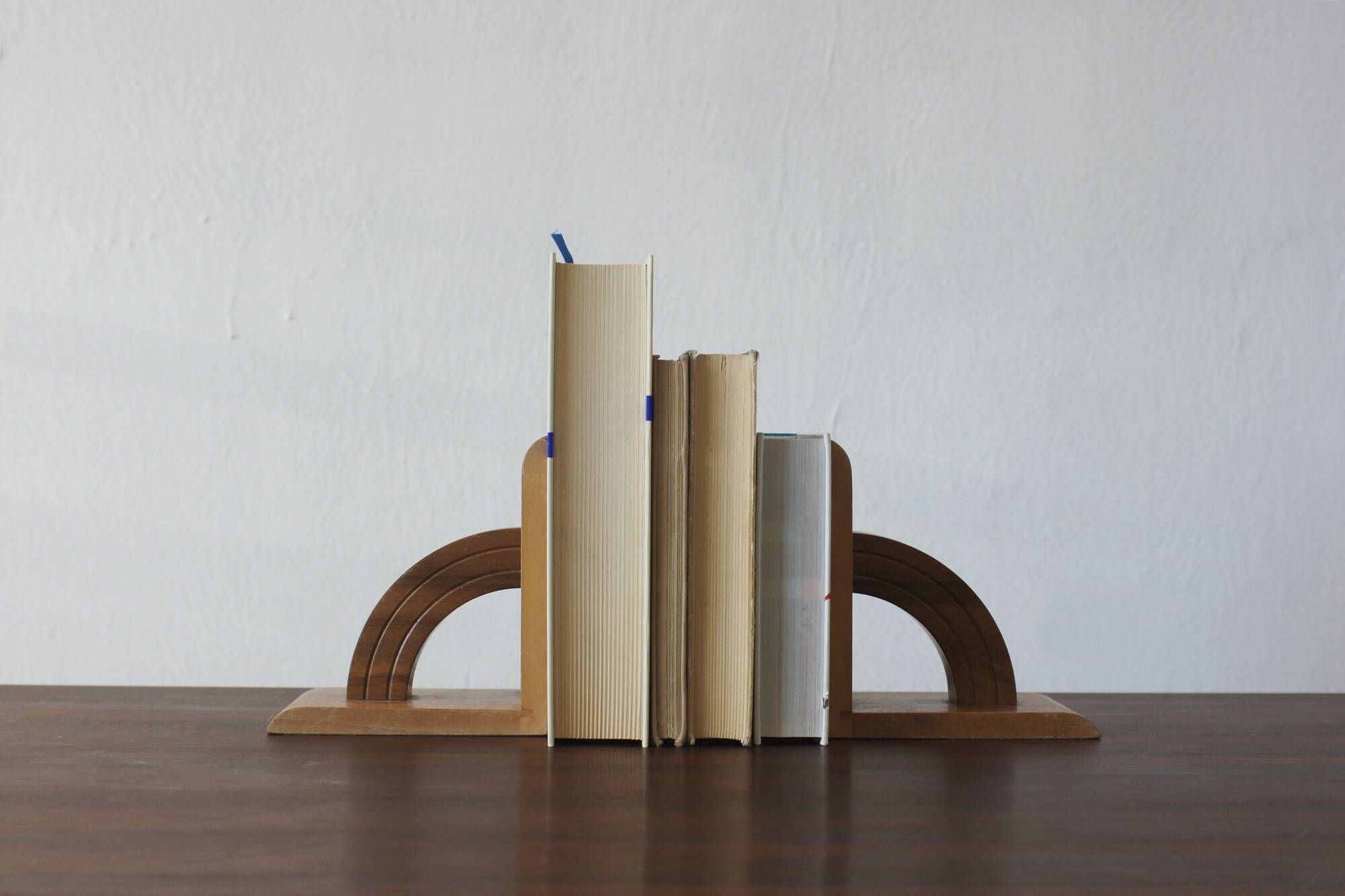 Serre-livres en bois de style mid-century moderne, années 1960, ensemble de 2